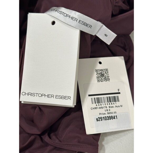 Christopher Esber Venus Long Sleeve Crop Top in Mahogany 2 New Womens Blouse - Picture 9 of 16